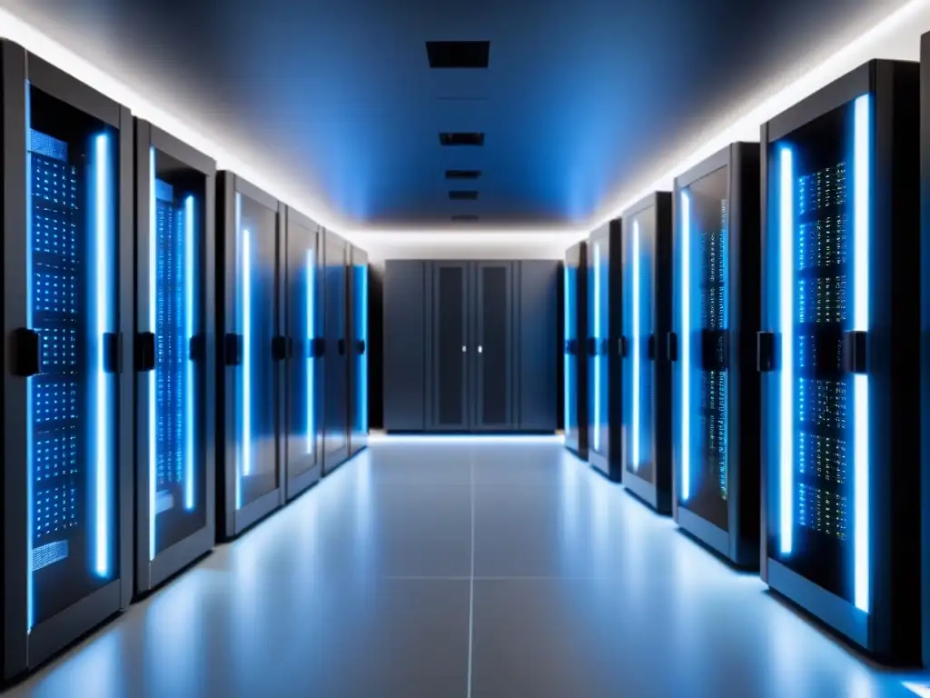Centro de datos de última generación: tecnología avanzada y eficiencia Invertir en centros de datos: Imagen de un centro de datos futurista con servidores potentes en una sala luminosa y organizada