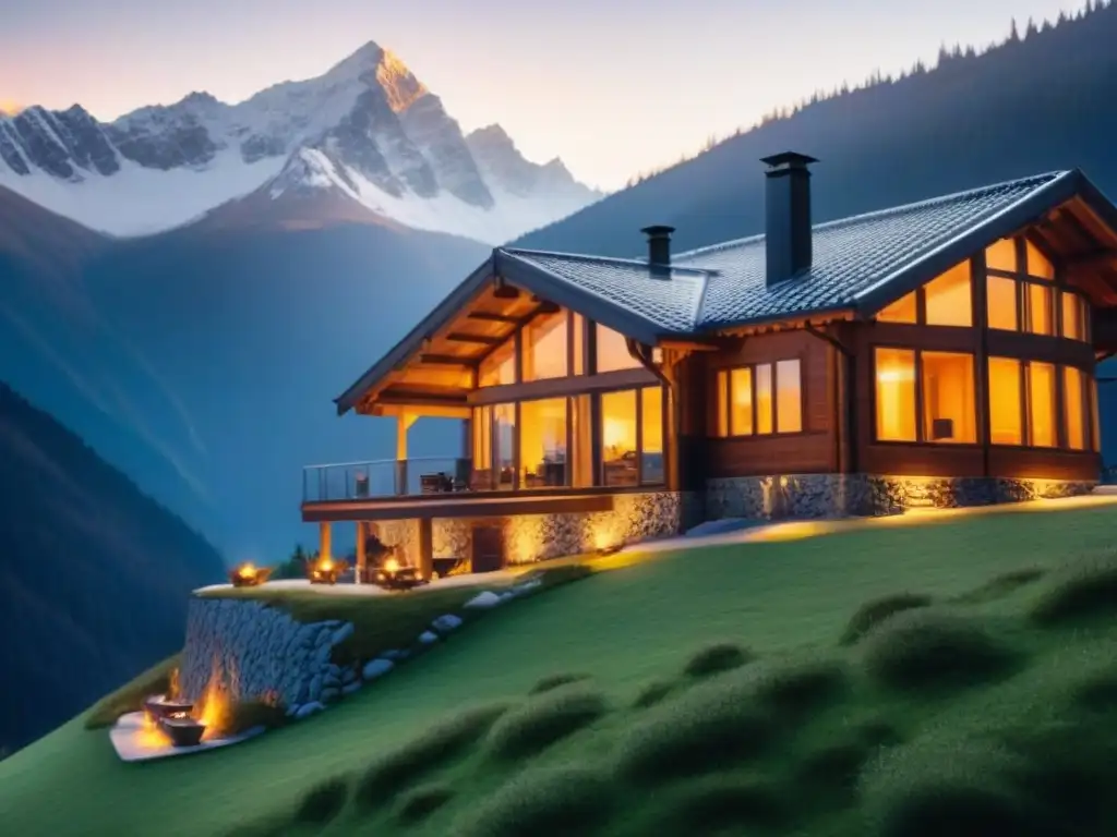 Chalet de lujo entre montañas nevadas: retiro de ensueño Chalet de lujo en montañas nevadas con diseño moderno y vistas panorámicas