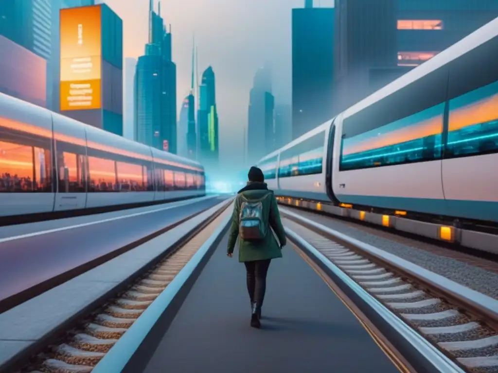 Ciudad del Futuro: Naturaleza y Tecnología en Armonía Una ciudad futurista con rascacielos y tecnología avanzada, mezclando naturaleza y urbanismo