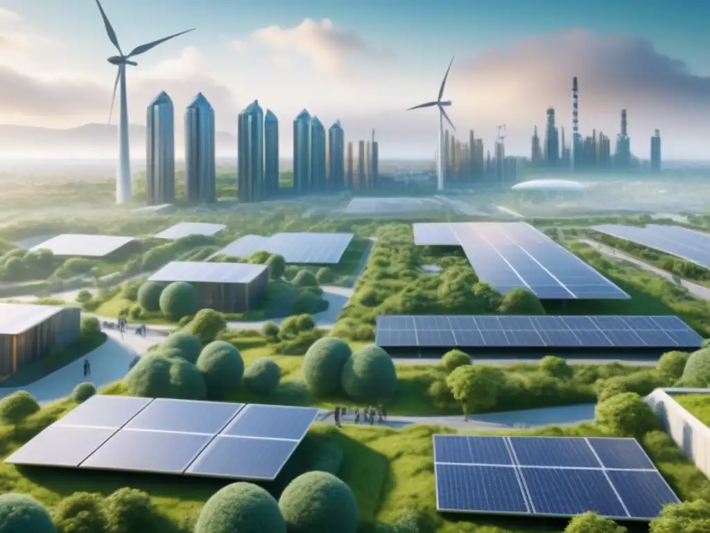 Metrópolis sustentable: diseño innovador para comunidades resilientes Una ciudad futurista sostenible con diseño innovador y comunidades resilientes