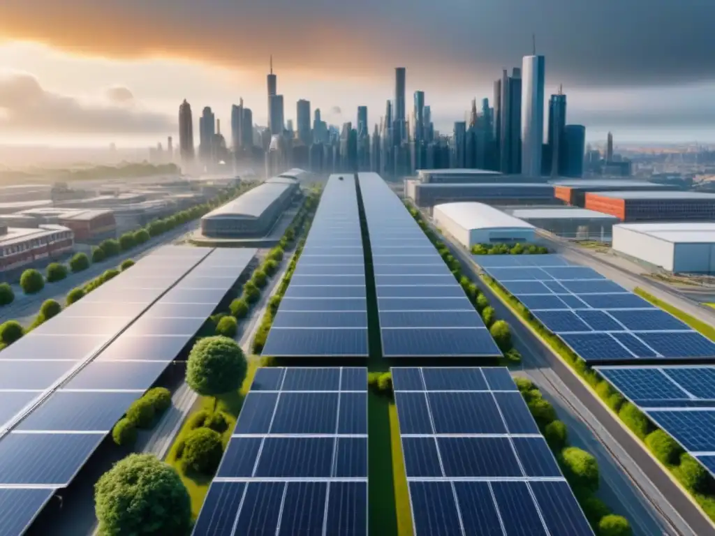 Cityscape postindustrial: fusión histórica y moderna Invierte en ciudades postindustriales: fusión de historia industrial y diseño urbano sostenible en un paisaje urbano futurista