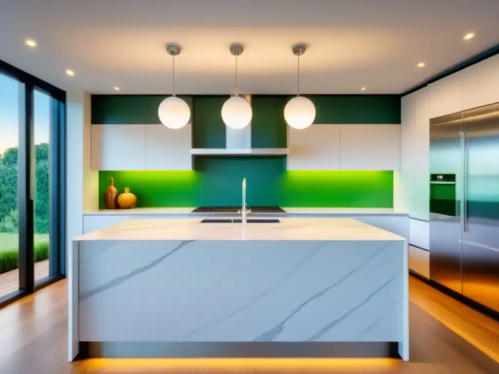 Renovación de cocina de lujo: mármol blanco, electrodomésticos de acero inoxidable y diseño minimalista Renovación de cocina de lujo con tendencias en el mercado inmobiliario internacional