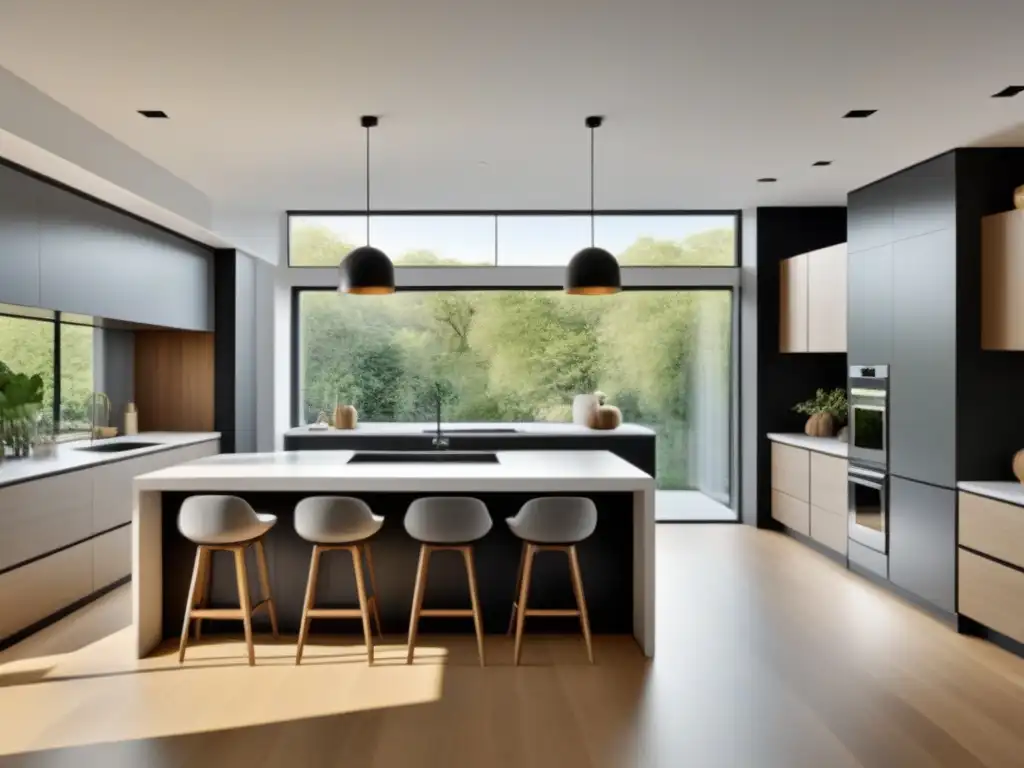 Cocina moderna de lujo: diseño minimalista en 8k Renovación de cocina moderna con diseño minimalista y detalles de alta gama