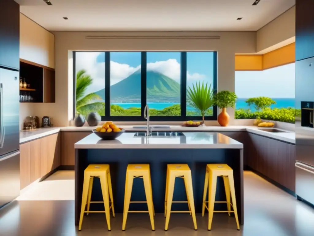 Cocina de lujo en villa de tiempo compartido: elegancia y relax Cocina moderna en villa de tiempo compartido, elegante y organizada, consejos gestión financiera tiempo compartido
