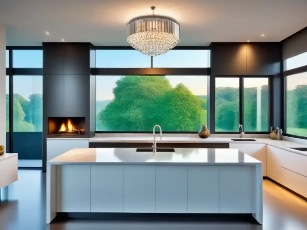 Exclusiva cocina moderna: elegancia y funcionalidad Renovación de cocinas para inversores: Cocina moderna de lujo con elegante diseño minimalista y luz natural