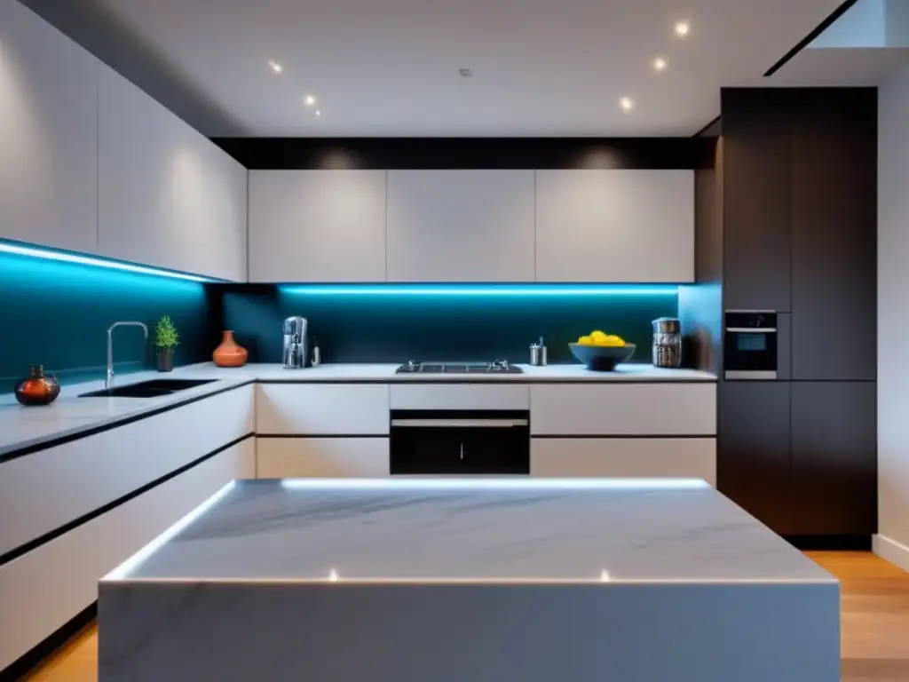 Renovación de cocina de lujo: diseño moderno con mármol y arte abstracto Renovación de cocinas para inversores: Cocina moderna con mármol, electrodomésticos inoxidables y arte abstracto vibrante