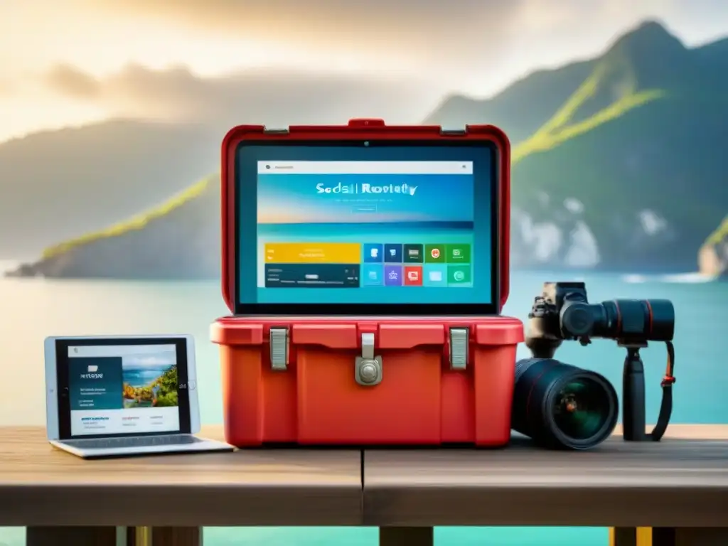 Kit digital creativo para marketing de alquiler vacacional Collage digital de herramientas para marketing propiedades vacacionales storytelling