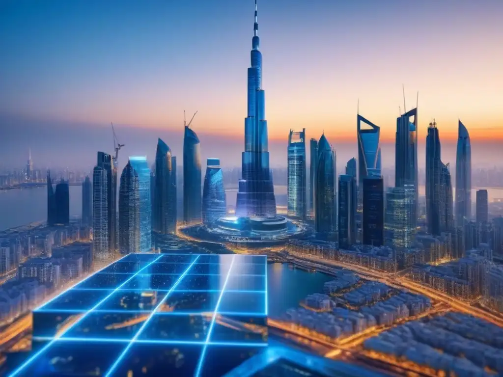 Portafolio inmobiliario global: diversidad y innovación Un collage digital de rascacielos de ciudades financieras globales, simbolizando estrategias diversificación inversión inmobiliaria internacional