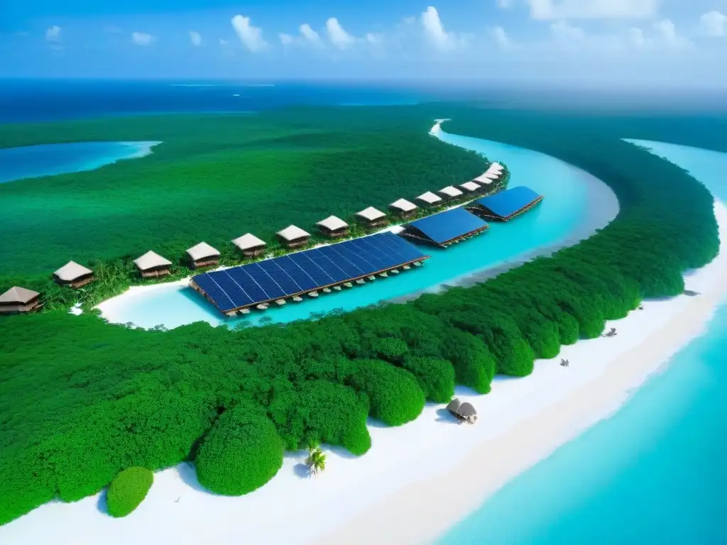 Paraíso ecológico: Resort sostenible entre mar y selva Comparativa inversión complejos turísticos: Ecoresort sostenible con vistas impresionantes a la naturaleza exuberante y el mar turquesa