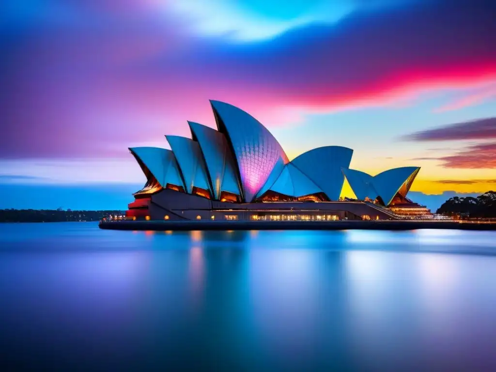 Sídney Opera House vs Comparativa mercado inmobiliario internacional: Sydney Opera House al atardecer y las Cataratas del Niágara rodeadas de vegetación exuberante