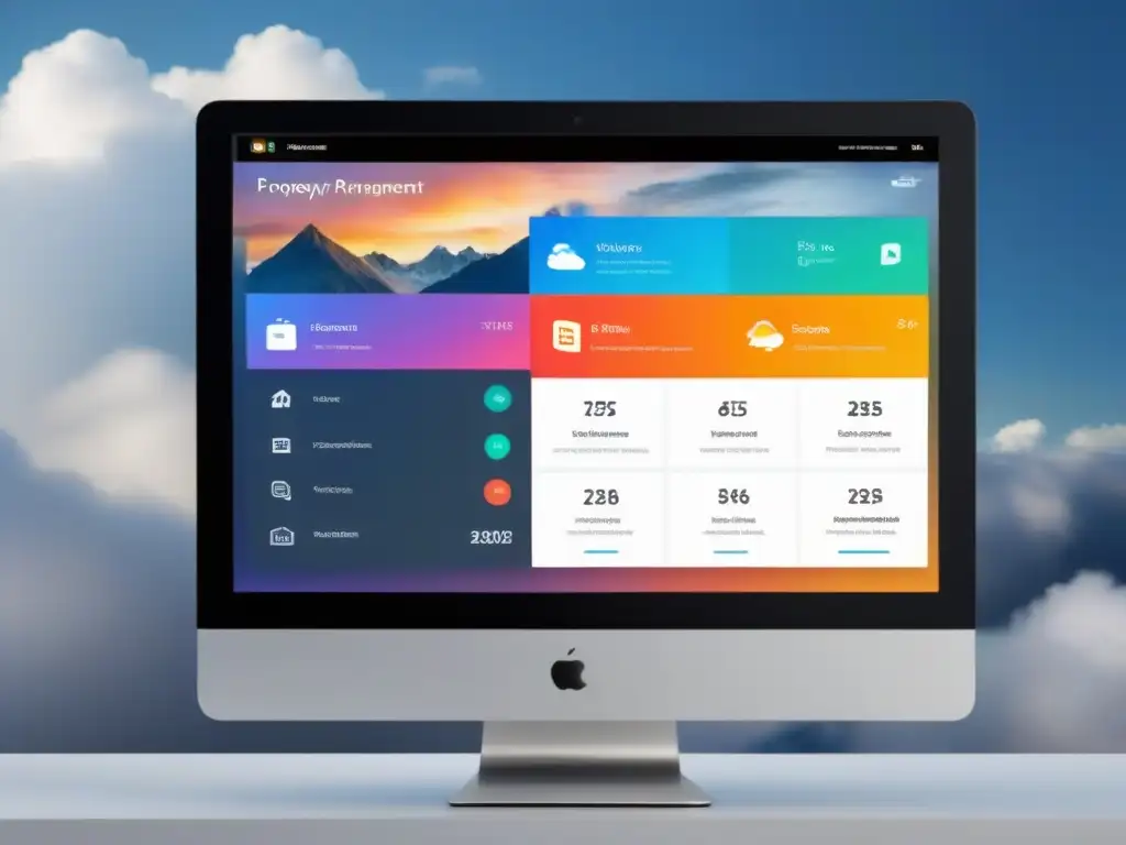 Comparación impactante: plataforma gestión propiedades en la nube vs Comparativa software gestión propiedades: Interfaz moderna y vibrante muestra ventajas de la nube vs
