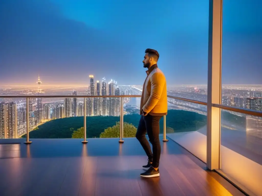 Condominio de lujo en la ciudad: elegancia moderna al anochecer Complejo de condominios de lujo al anochecer, reflejando luces urbanas
