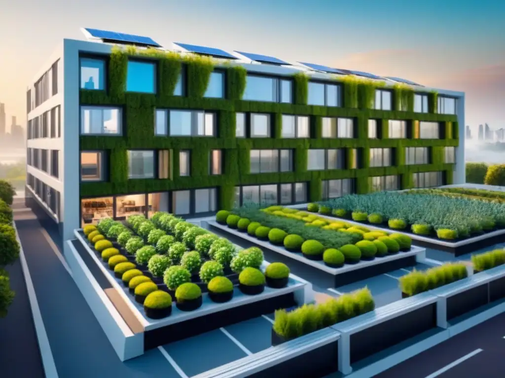 Futuro sostenible: complejo modular ecoamigable Complejo futurista sostenible con diseño geométrico en ciudad internacional