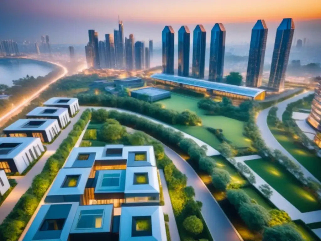 Complejo inmobiliario internacional: diseño innovador en ciudad moderna Un complejo inmobiliario internacional de diseño innovador, lujo y sofisticación en una ciudad vibrante