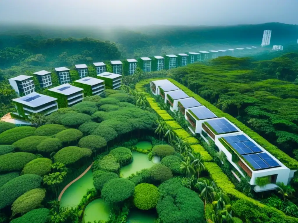 Complejo residencial ecológico en el sudeste asiático Un complejo residencial ecoamigable en Asia, con arquitectura verde innovadora