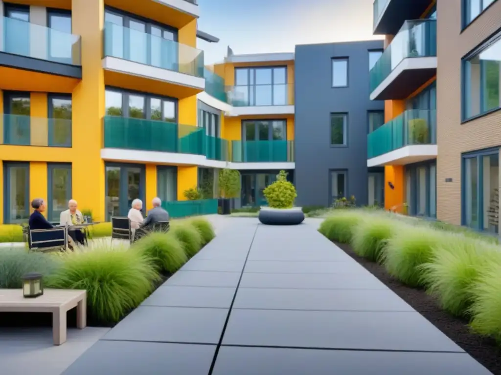 Residencial futurista y accesible para adultos mayores en entorno urbano Un complejo residencial futurista y amigable para todas las edades, adaptado al envejecimiento poblacional en hotspots inmobiliarios