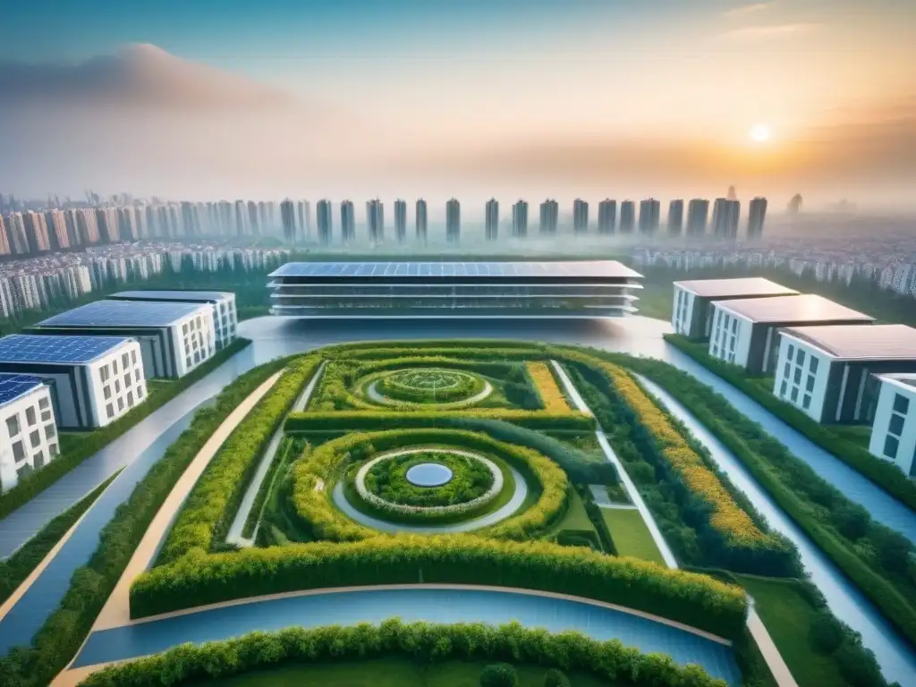 Complejo residencial futurista en ciudad moderna Un complejo residencial futurista en una ciudad moderna