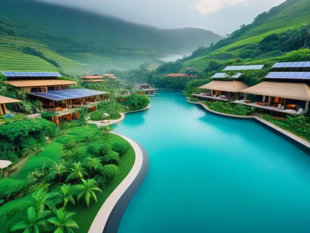 Resort ecológico: lujo en armonía con la naturaleza Un complejo turístico ecológico impresionante en armonía con la naturaleza: lujo sostenible y conservación ambiental