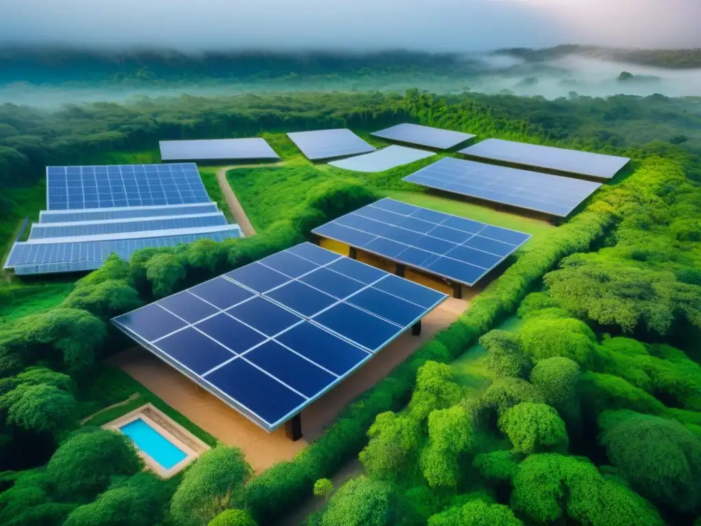 Resort ecológico: arquitectura sustentable en entorno natural Un complejo turístico ecológico integrado en la naturaleza, resaltando su compromiso con el marco regulatorio
