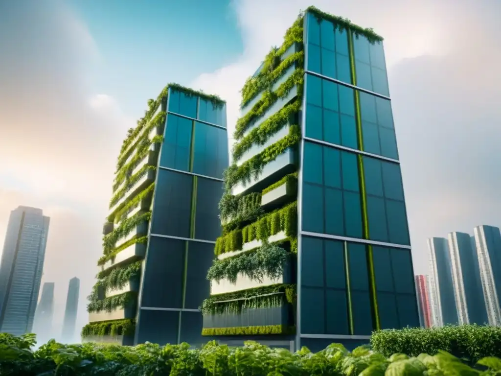 Complejo ecológico futurista: bioarquitectura innovadora en 8k Complejo urbano futurista ecoamigable con bioarquitectura en mercado inmobiliario
