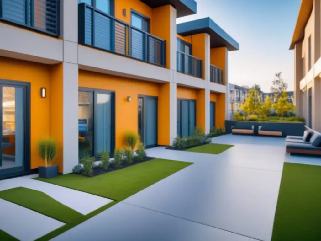 Diseño arquitectónico accesible para personas mayores Un complejo de viviendas adaptadas en mercado inmobiliario para adultos mayores, con diseño funcional y estético