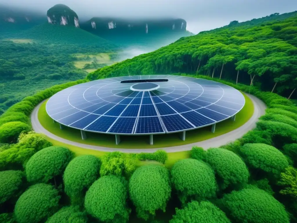 Paraíso ecológico: ecoresort sostenible en plena armonía con la naturaleza Invertir en complejos turísticos ecológicos: Un resort sostenible rodeado de naturaleza, con paneles solares, molinos de viento y actividades ecofriendly