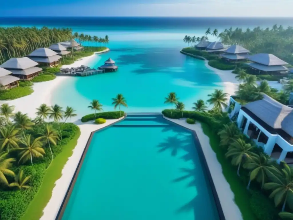 Paraíso exclusivo: Resort de lujo en destino exótico Compra propiedad tiempo compartido internacional: Resort de lujo en destino exótico con aguas turquesas, palmeras y villas elegantes