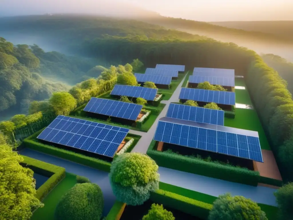 Desarrollo ecoamigable en armonía con la naturaleza Comunidad ecológica en armonía con la naturaleza, residentes practican sostenibilidad