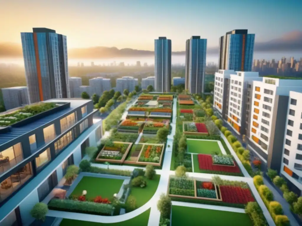 Comunidad sostenible: viviendas asequibles integradas en la ciudad Una comunidad inclusiva y próspera con viviendas asequibles integradas en un paisaje urbano moderno