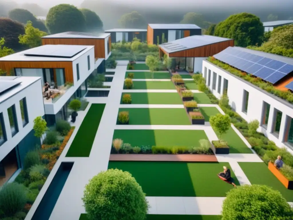 Comunidad de cohousing contemporánea: vida sostenible y comunitaria Comunidad cohousing sostenible en convivencia
