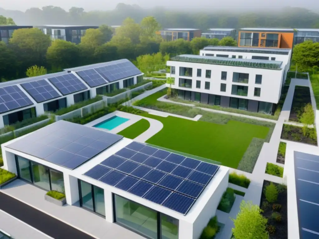 Complejo residencial sostenible: diseño moderno y comunitario Comunidad sostenible con diseño moderno y energético; residentes disfrutan de áreas comunes