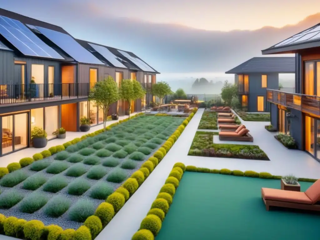 Comunidad eco-sostenible: arquitectura moderna y convivencia Comunidad cohousing sostenible con retorno inversión proyectos cohousing internacional