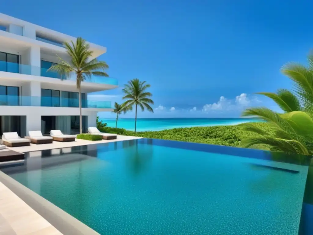 Residencial de lujo frente a playa paradisíaca Condominio de lujo frente a una playa paradisíaca, piscina infinita y elegante diseño