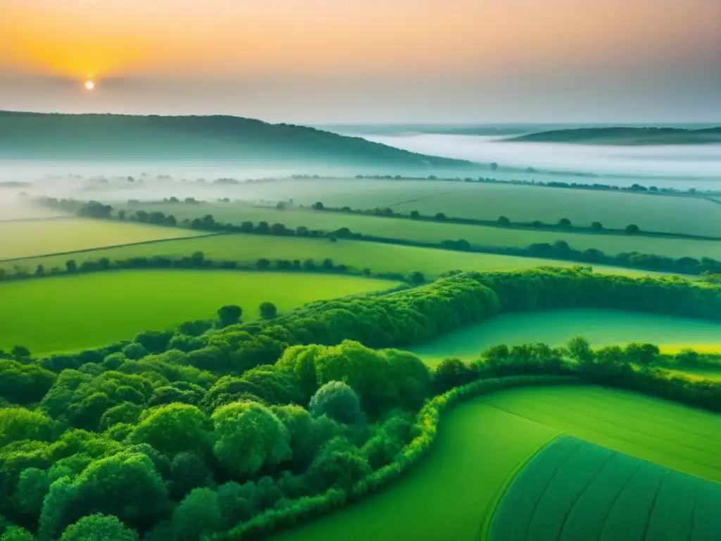 Inversión en terrenos virgenes: Oportunidad al atardecer Consejos para comprar terrenos sin desarrollar: vista aérea de extensos paisajes verdes al atardecer, reflejando tranquilidad y potencial