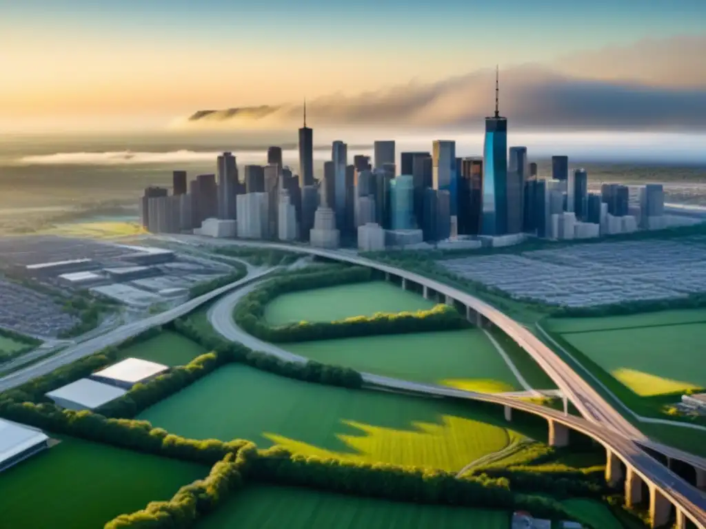 Inversiones en América del Norte: Contrastes Urbanos y Rurales Contraste impactante entre ciudad bulliciosa y rural serena en Norteamérica, resaltando retorno inversión en zonas urbanas