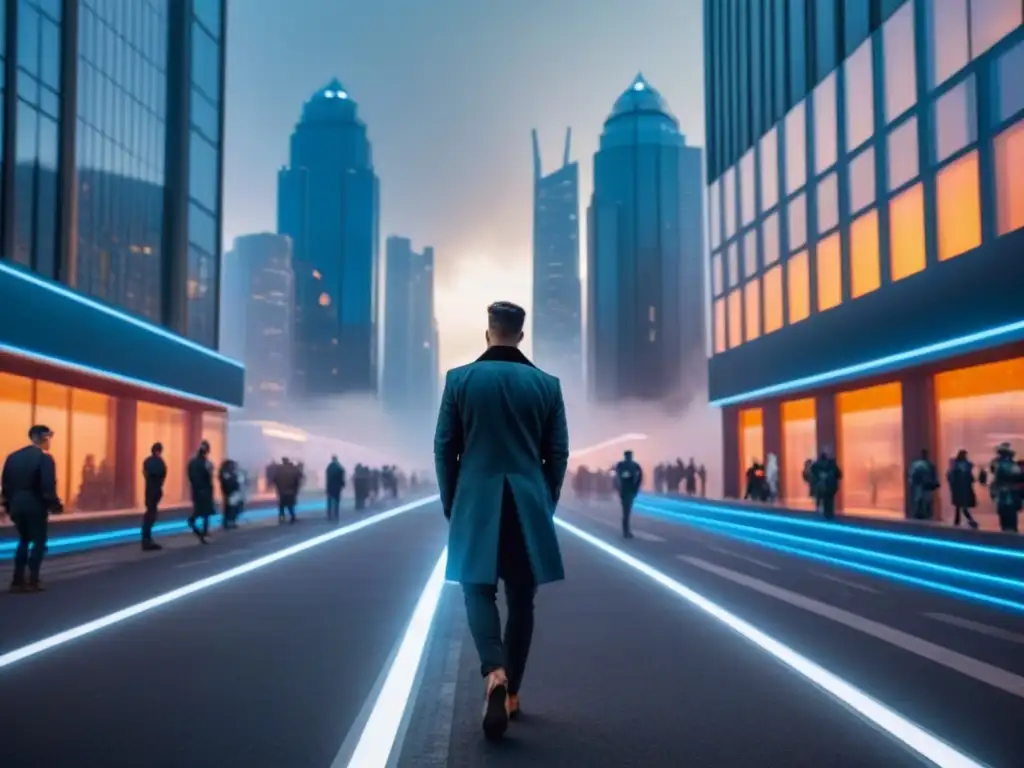 Innovación en bienes raíces: Contratos inteligentes en la ciudad del futuro Contratos inteligentes en el mercado inmobiliario internacional: Ciudad futurista con rascacielos brillantes y tecnología avanzada