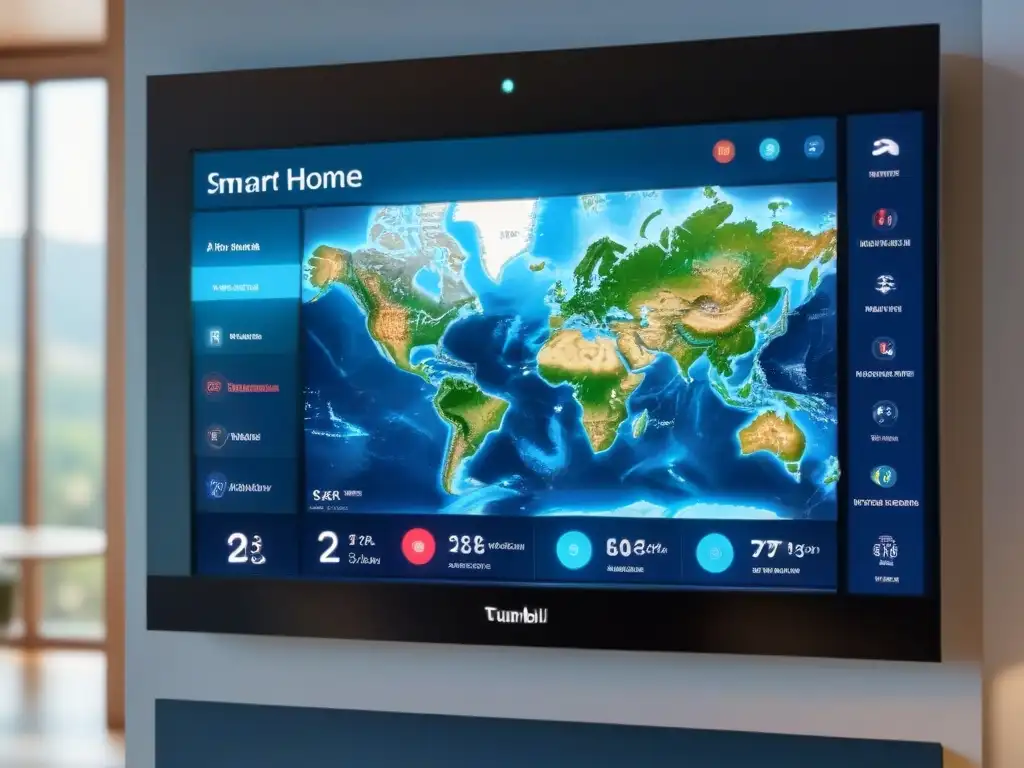 Panel de control inteligente: comparación de costos globales en tiempo real Control panel Smart Home con mapa global y costos inversión internacional