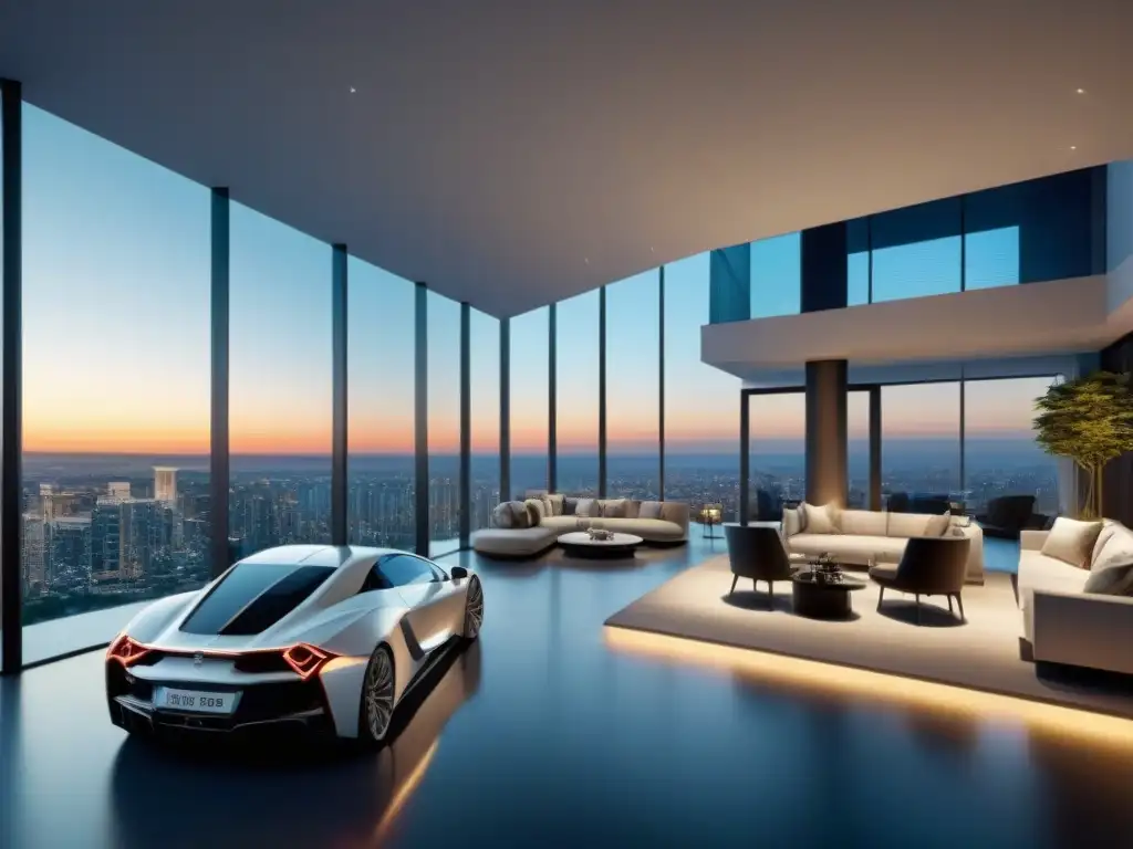 Edificio de lujo en metrópoli: arquitectura moderna y exclusividad Desarrollo inmobiliario exclusivo en Norteamérica: imponente rascacielos con arquitectura moderna y lujosos detalles urbanos