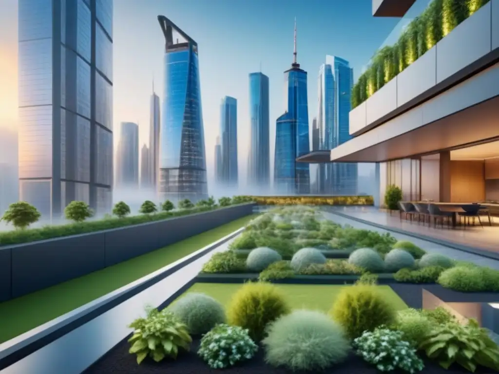 Desarrollo inmobiliario futurista: innovación y sostenibilidad Un desarrollo inmobiliario integrado del futuro, con arquitectura moderna y vida urbana vibrante