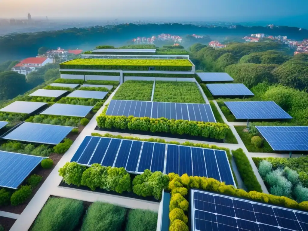 Desarrollo inmobiliario sostenible: arquitectura moderna y verde Desarrollo inmobiliario sostenible con criterios ESG en armonía urbana y ambiental
