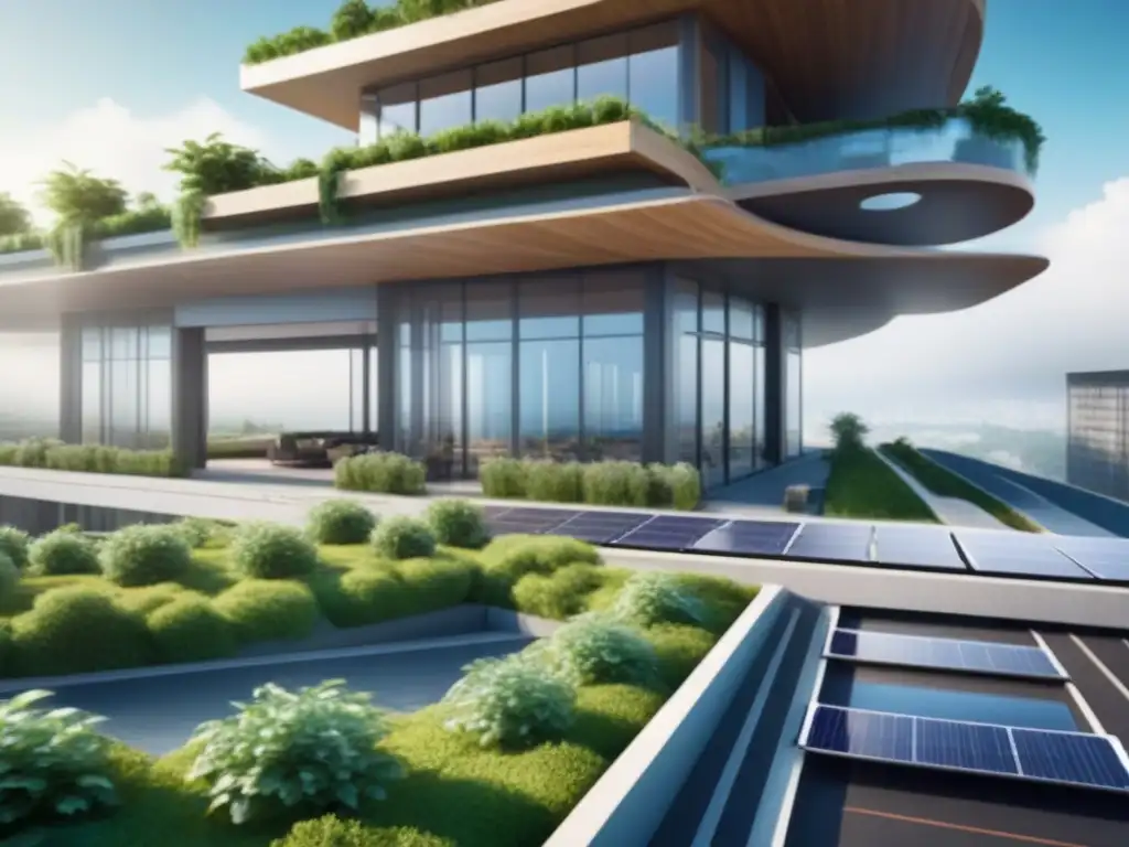 Desarrollo inmobiliario sostenible del futuro Un desarrollo inmobiliario sostenible internacional con tecnologías verdes innovadoras y diseño arquitectónico futurista
