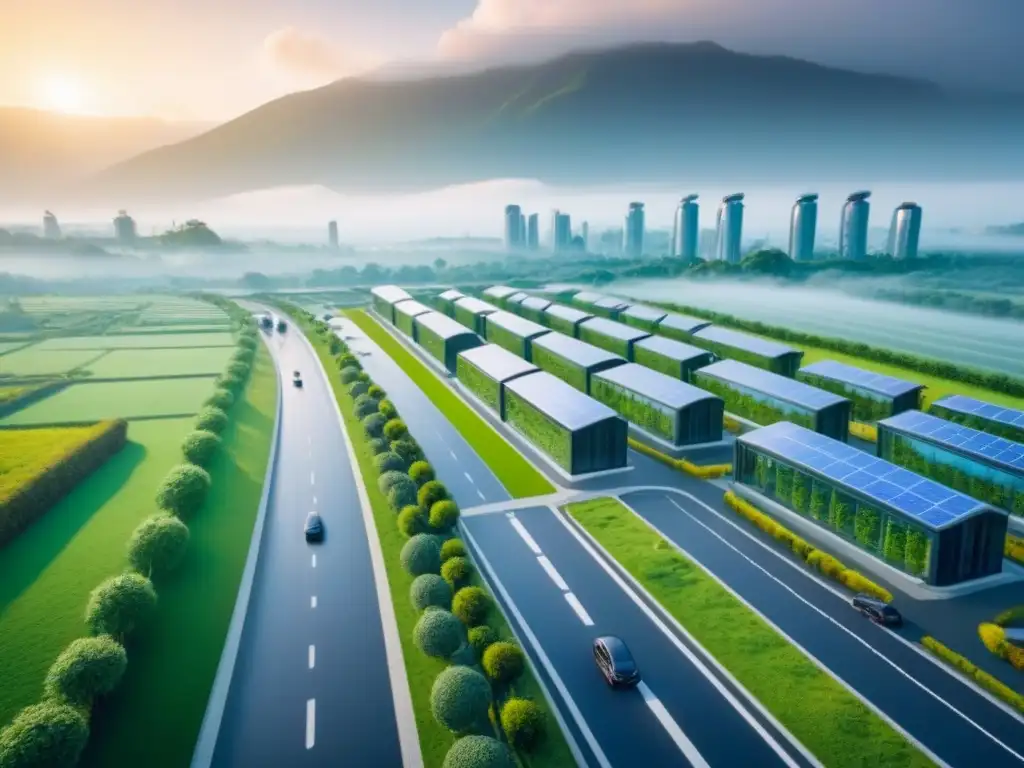 Desarrollo inmobiliario sostenible: visión futurista Un desarrollo inmobiliario sostenible internacional, fusionando modernidad y naturaleza