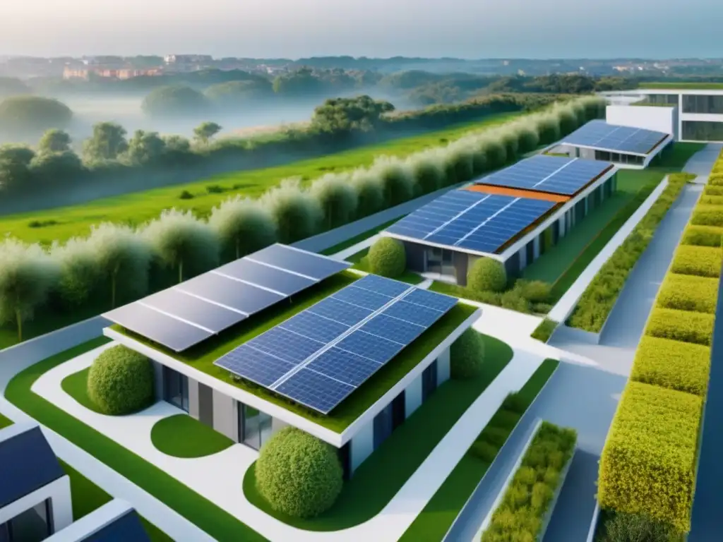 Desarrollo urbano sostenible: integrando naturaleza y tecnología Desarrollo inmobiliario sostenible con paneles solares, espacios verdes y diseño ecoeficiente, reduciendo el impacto ambiental