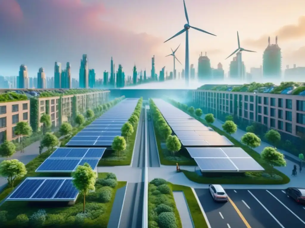 Metrópolis Futurista Sostenible: Ciudad Verde 8k Desarrollo de propiedades sostenibles con incentivos en una ciudad futurista eco-friendly