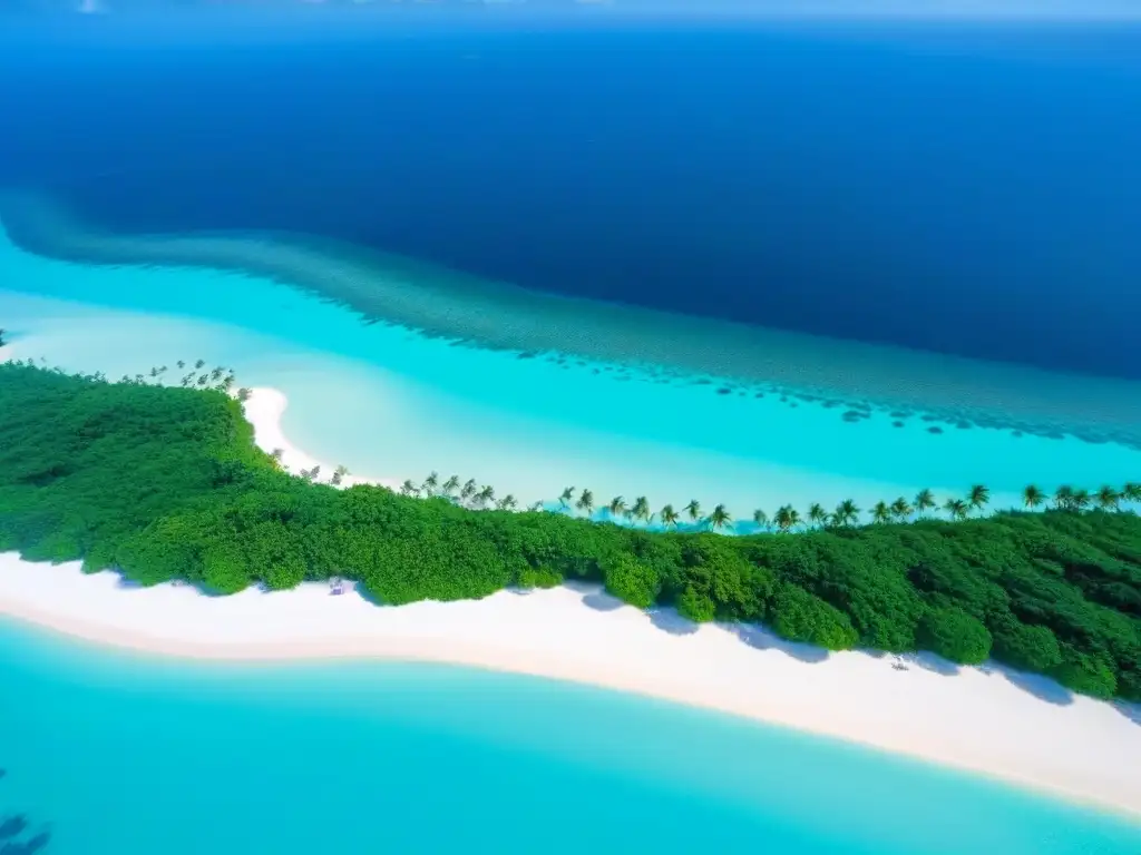 Paraíso exclusivo: resort de lujo en isla privada Desarrollo de resorts en islas: Vista aérea de un exclusivo paraíso con aguas turquesas, playas de arena blanca y lujosos bungalows sobre el agua