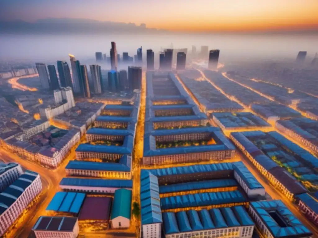 Horizonte urbano africano: inversión inmobiliaria audaz Deslumbrante ciudad africana con rascacielos, mercados coloridos y potencial para inversiones inmobiliarias en África