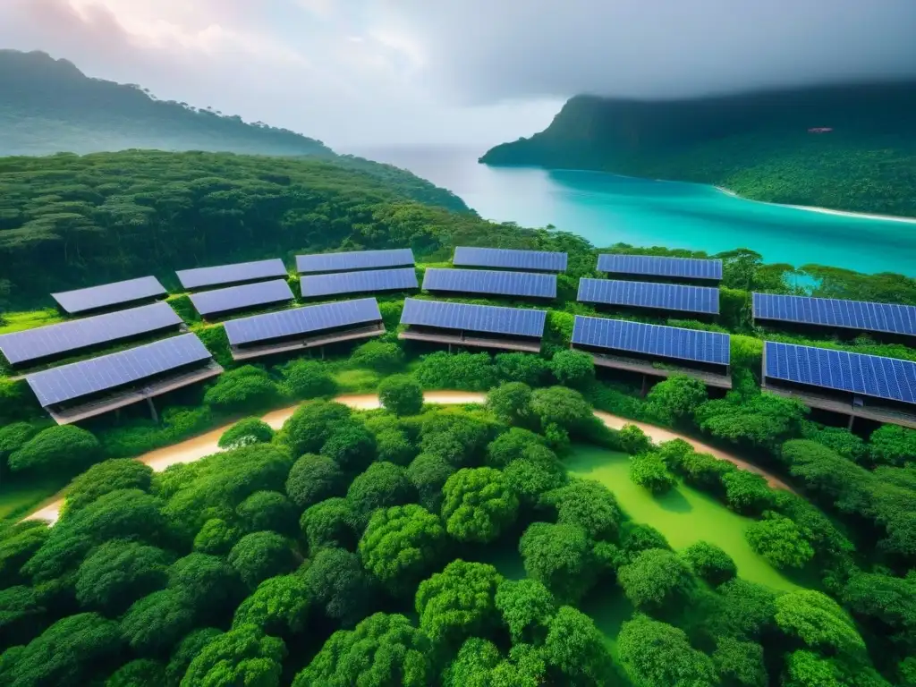 Desarrollo ecoamigable de lujo en entorno tropical Deslumbrante desarrollo ecológico rodeado de aguas cristalinas y exuberante vegetación tropical
