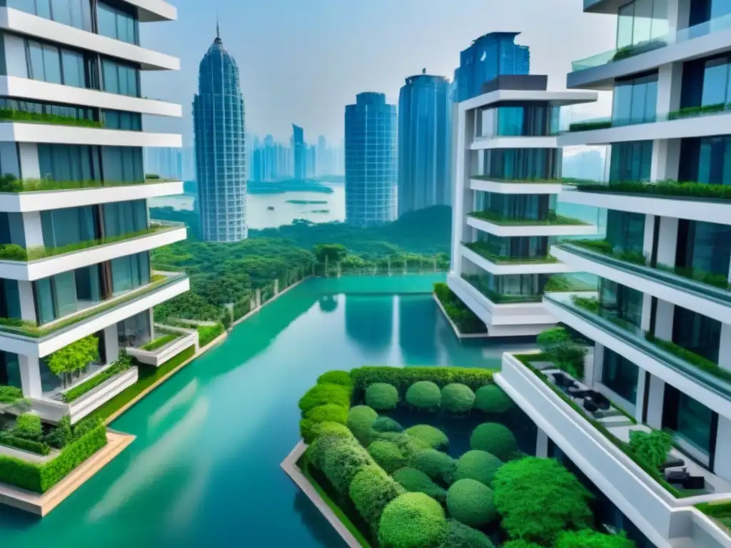 Desarrollo inmobiliario de lujo: modernidad y sofisticación en la ciudad Deslumbrante desarrollo de propiedades de lujo en el corazón de una bulliciosa ciudad asiática
