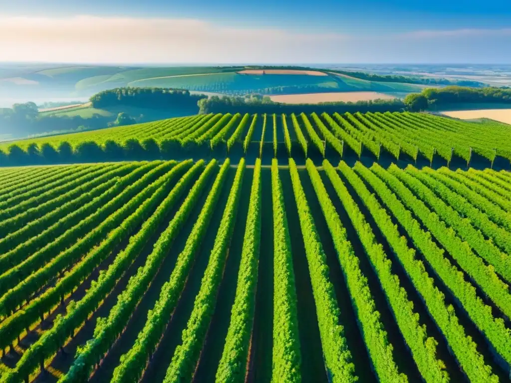 Viñedos de Bordeaux: un paisaje de ensueño entre viñas y châteaux Deslumbrante vista aérea de viñedos en Bordeaux, Francia