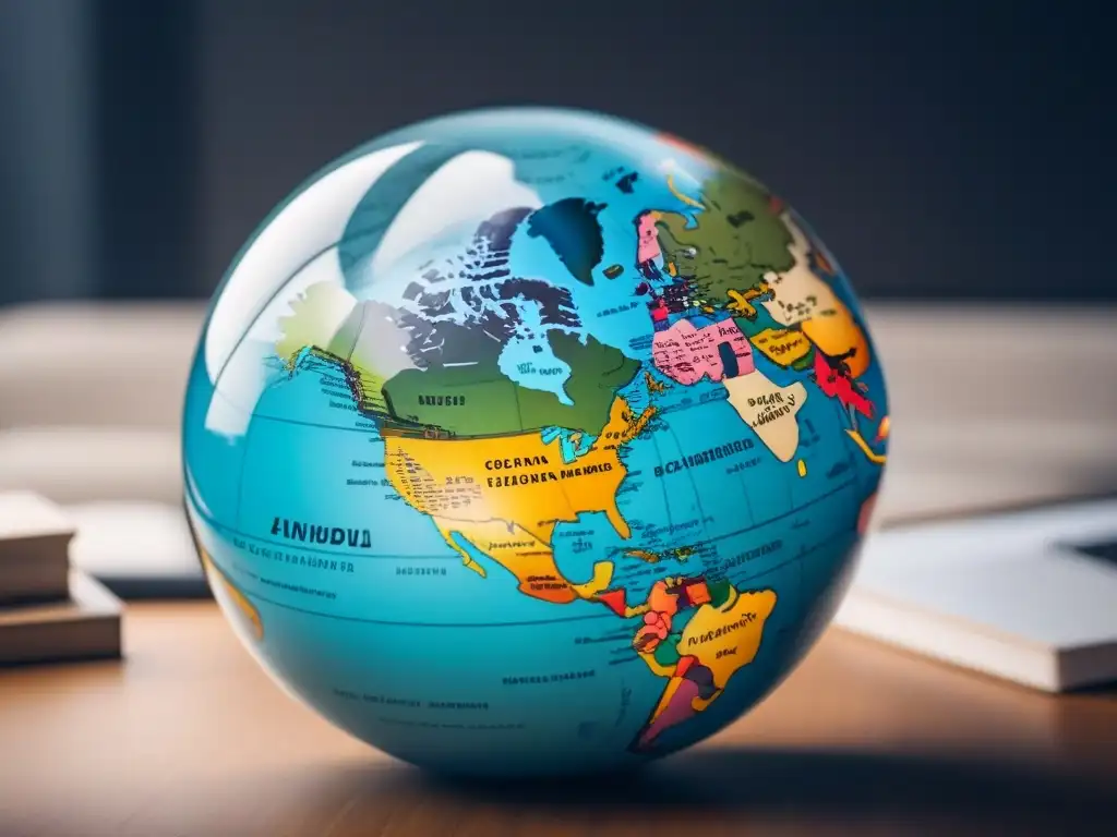 Redes globales: impacto económico en crisis Detallada imagen 8k de globo con redes digitales y gráficos bursátiles, simbolizando impacto crisis económicas hipotecas internacionales